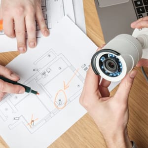 Überwachungskamera und Installationsplan